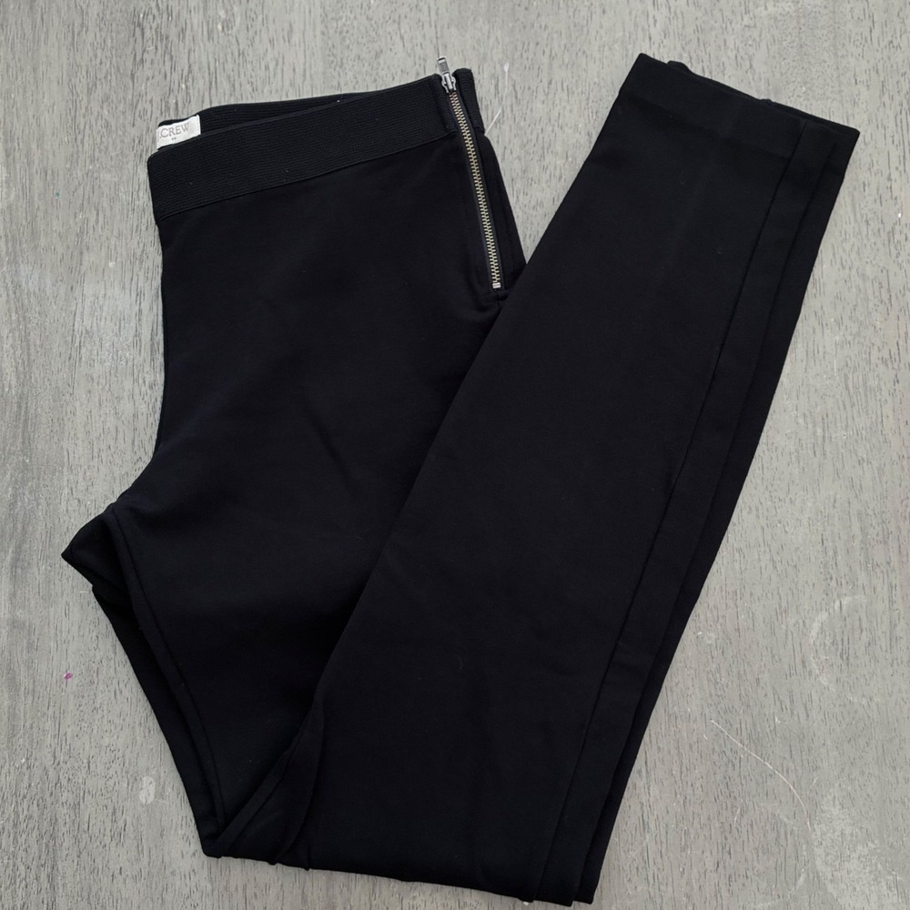 J.Crew Gigi Pant Black Side Zip Ponte Knit Trousers 93195 Size 8